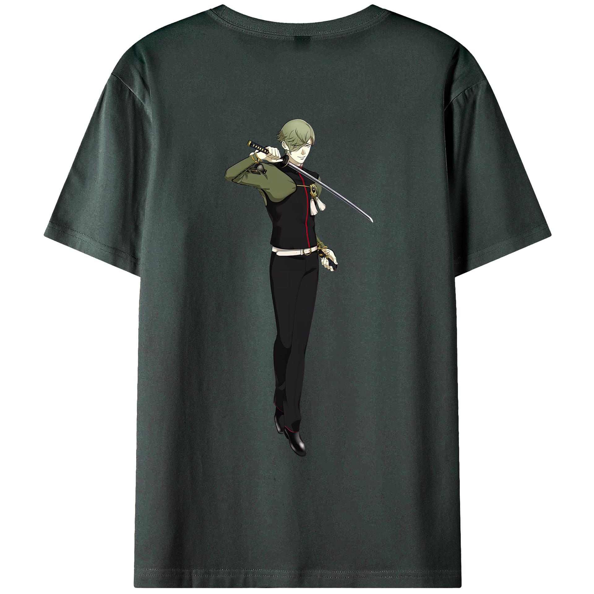（画像用） 刀剣乱舞 Touken Ranbu 綿100％ メンズ半袖Tシャツ（バックプリント） 通気性